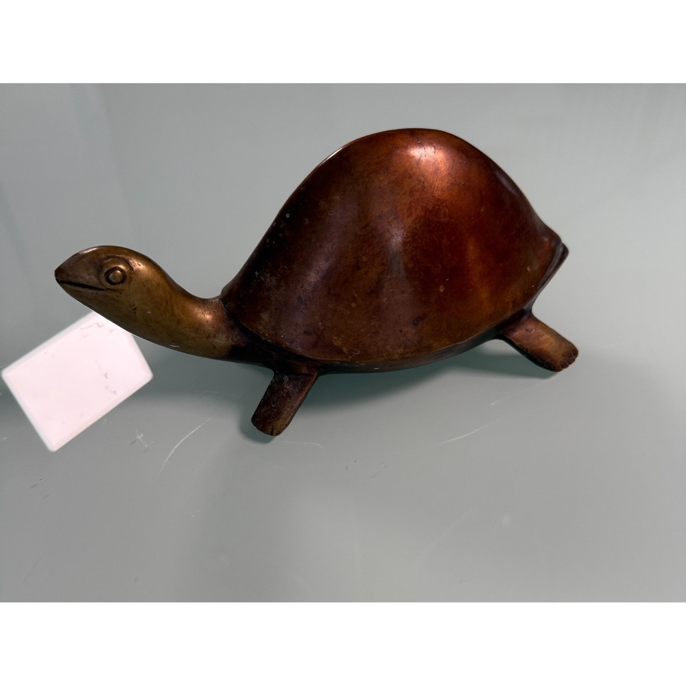 Vintage Turtle Tortoise Bronze 8-1/2" x 3-1/2 Patina Heavy